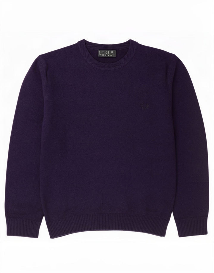 Maglione maglione girocollo da uomo Fred Perry XL lana viola