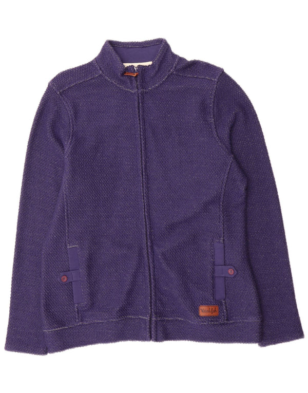 Maglione cardigan da donna Weird Fish UK 16 grande cotone viola