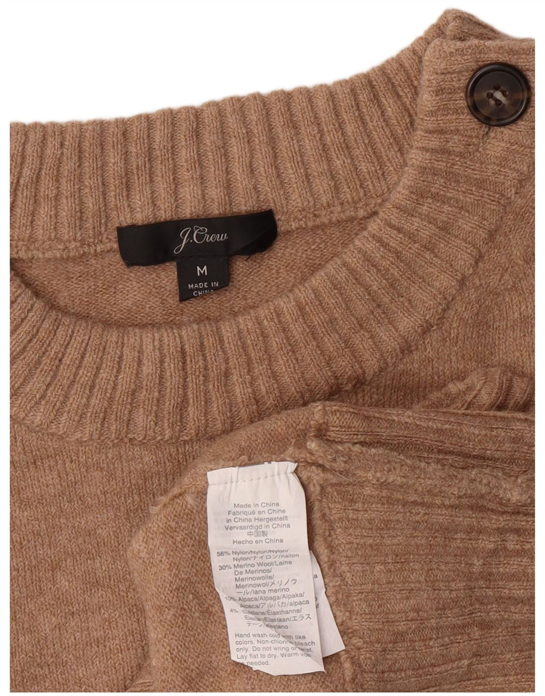 J. CREW Maglione girocollo da donna UK 14 Nylon marrone medio