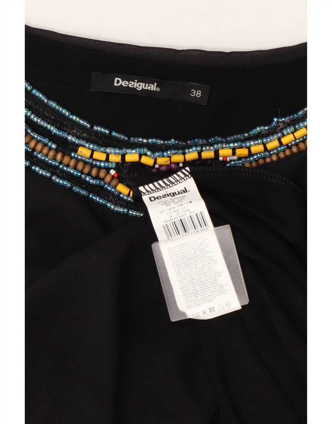 Desigual Abito tunica asimmetrico grafico da donna EU 38 Medio Nero geometrico