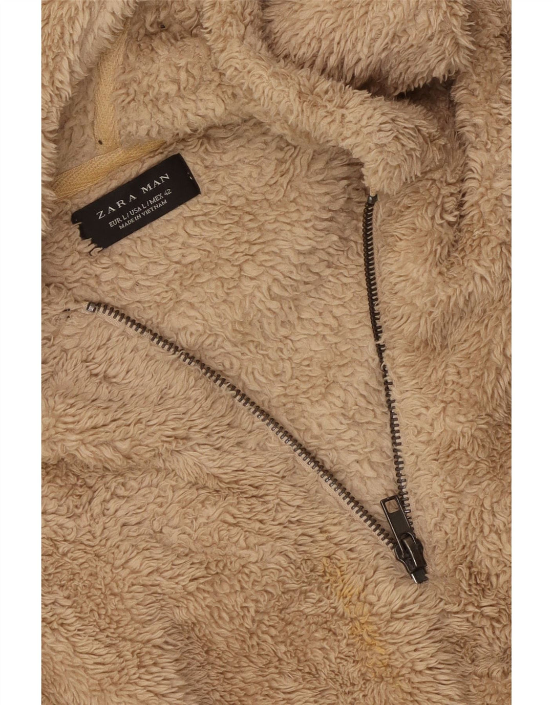 Maglione in Pile con Cappuccio ZARA da Uomo Large Beige
