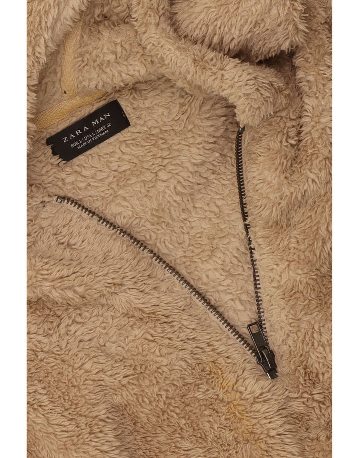 Maglione in Pile con Cappuccio ZARA da Uomo Large Beige