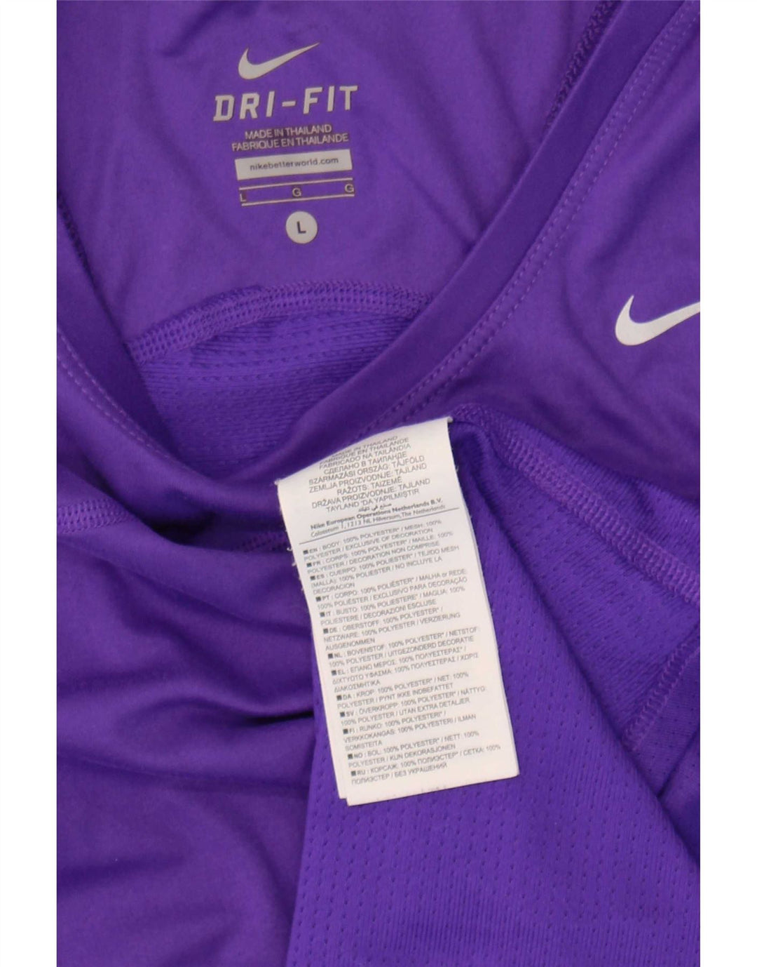 Canotta Nike Dri Fit da donna UK 14 Large Viola Poliestere