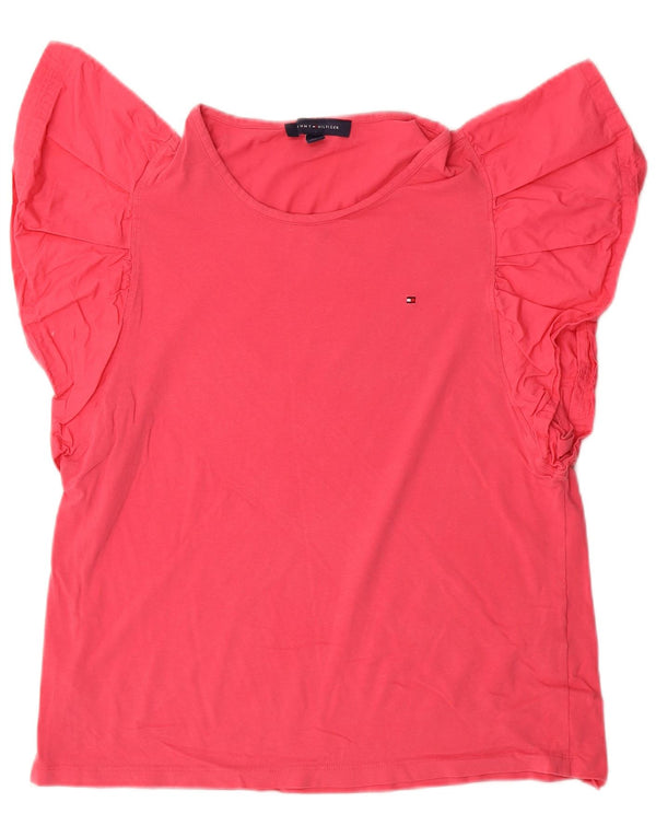 TOMMY HILFIGER Camicetta a pipistrello da donna Top UK 14 Grande cotone rosa