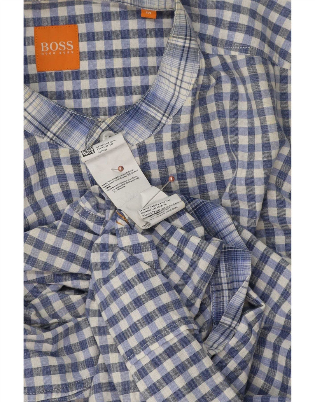 Camicia da uomo Hugo Boss in cotone a quadretti blu medio