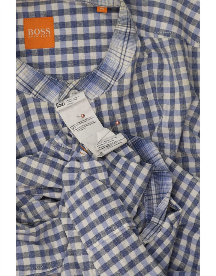 Camicia da uomo Hugo Boss in cotone a quadretti blu medio