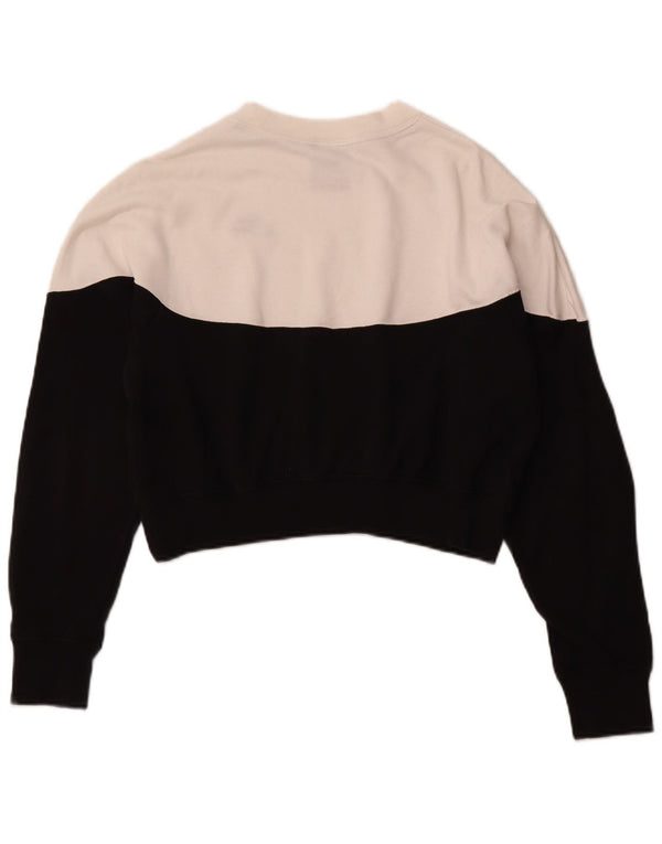 NIKE Felpa corta da donna Maglione UK 14 Cotone color block medio nero