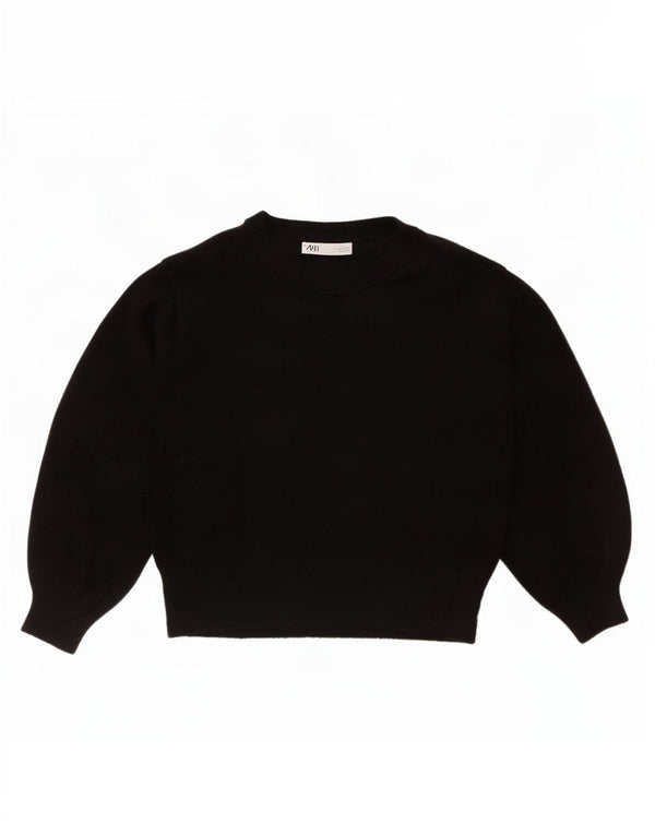 Maglione maglione girocollo da donna Zara UK 10 piccolo acrilico nero