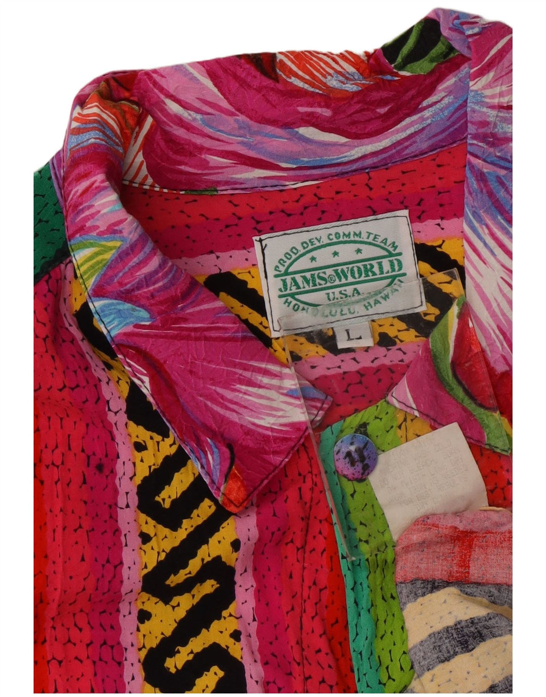 JAMS WORLD Camicia a maniche corte da uomo in rayon a righe multicolori di grandi dimensioni