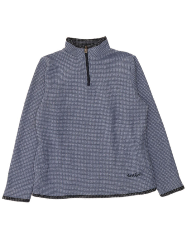 Maglione in pile da donna con collo con zip Weird Fish UK 14 grande poliestere blu