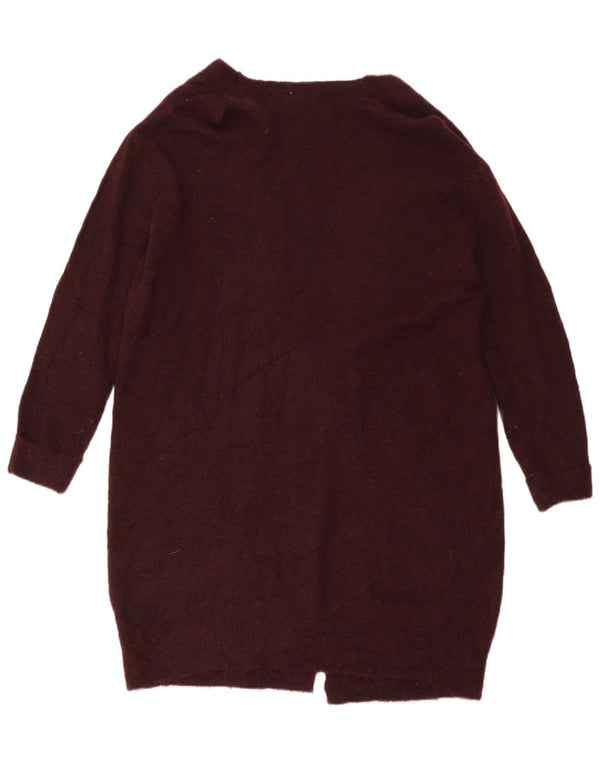 Maglione cardigan aperto oversize da donna con linea lunga oversize Topshop UK 8 piccolo bordeaux