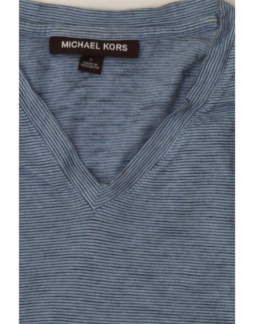 MICHAEL KORS Mens T-Shirt Top Small Blue Pinstripe Cotton Vintage Michael Kors and Second-Hand Michael Kors from Messina Hembry 