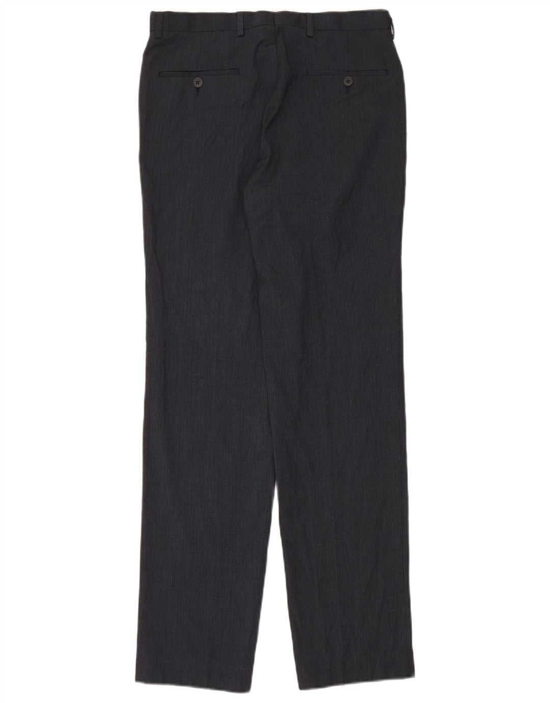 Pantaloni da abito dritti da uomo Marks & Spencer W30 L33 poliestere blu navy