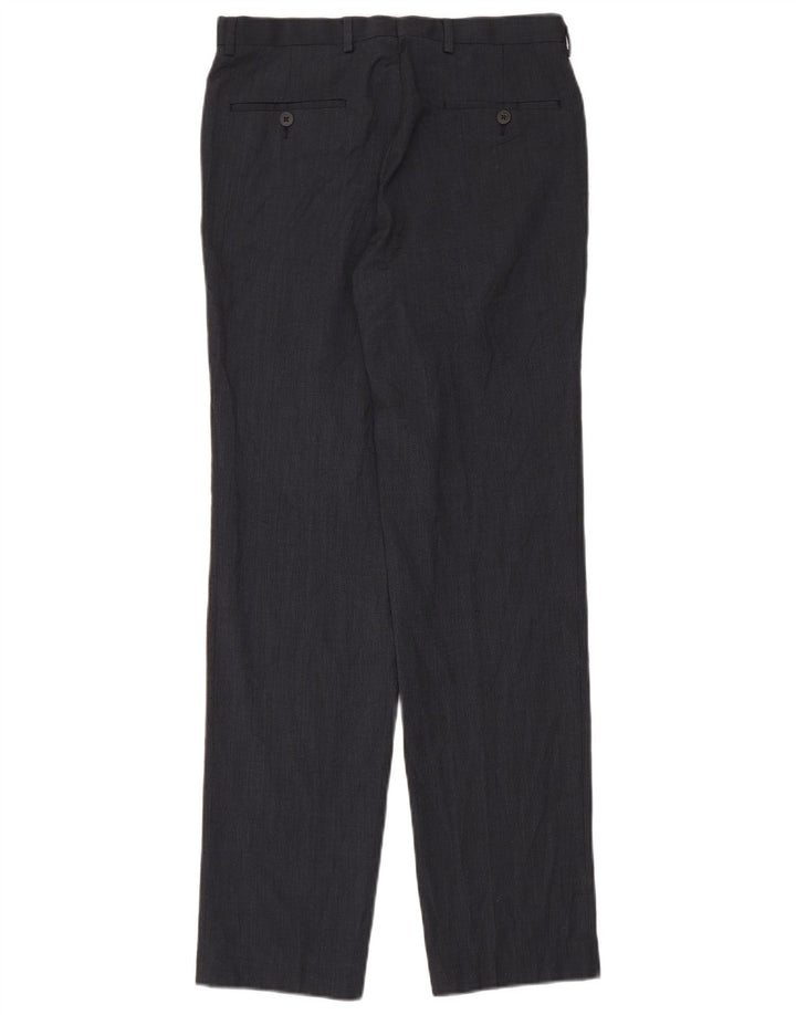 Pantaloni da abito dritti da uomo Marks & Spencer W30 L33 poliestere blu navy