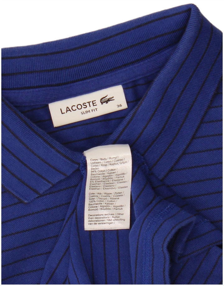 Polo da donna slim fit LACOSTE taglia 36 piccola in cotone a righe blu