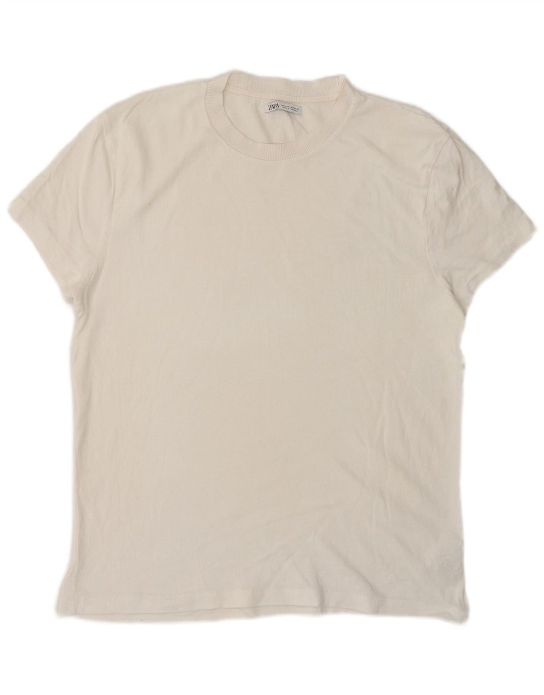 T-shirt Zara da uomo Top in cotone bianco medio