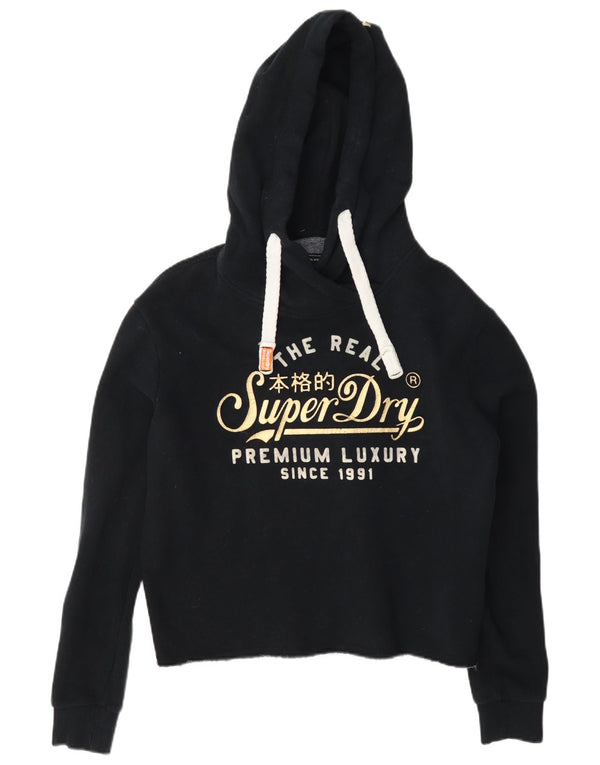 Felpa con cappuccio oversize con grafica da donna Superdry UK 8 Small Cotone nero