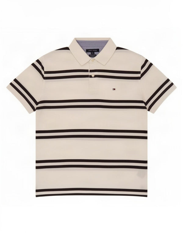 Tommy Hilfiger Mens Polo Shirt Large White Striped