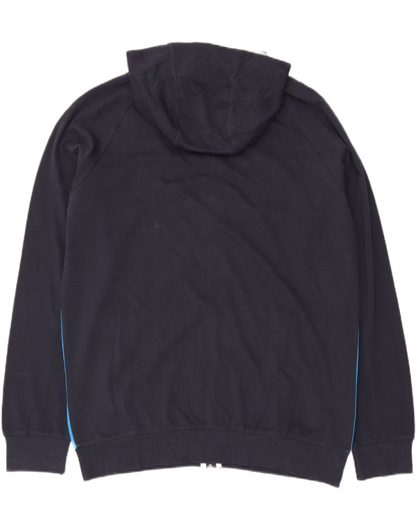 DIADORA Felpa con cappuccio e zip da uomo XL in cotone color block blu navy