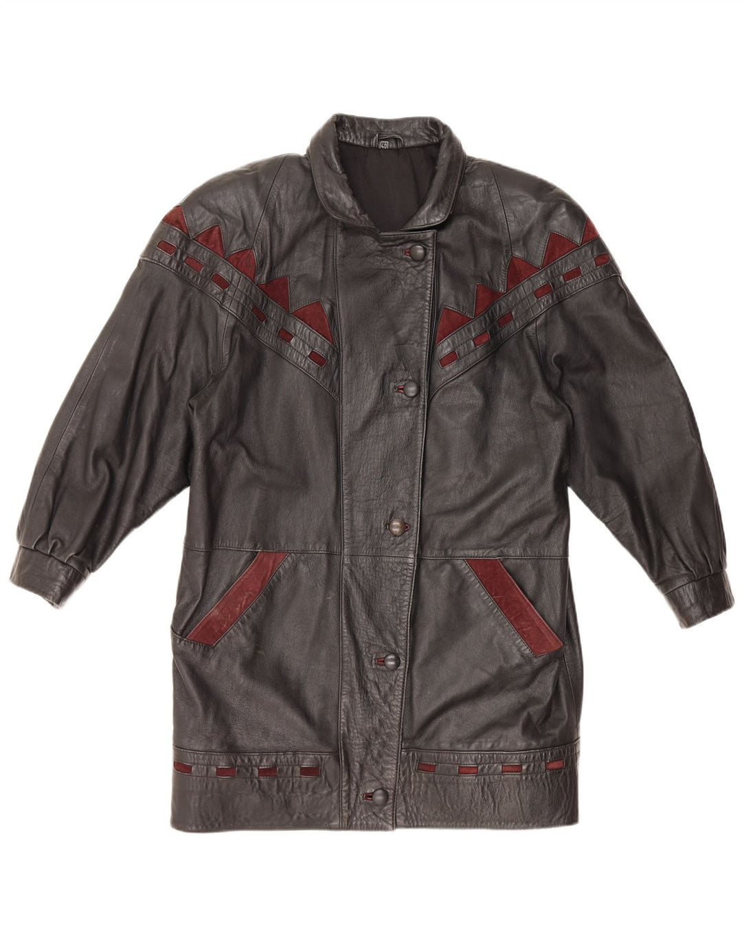 Cappotto oversize da donna in pelle VINTAGE IT 40 piccolo in pelle nera