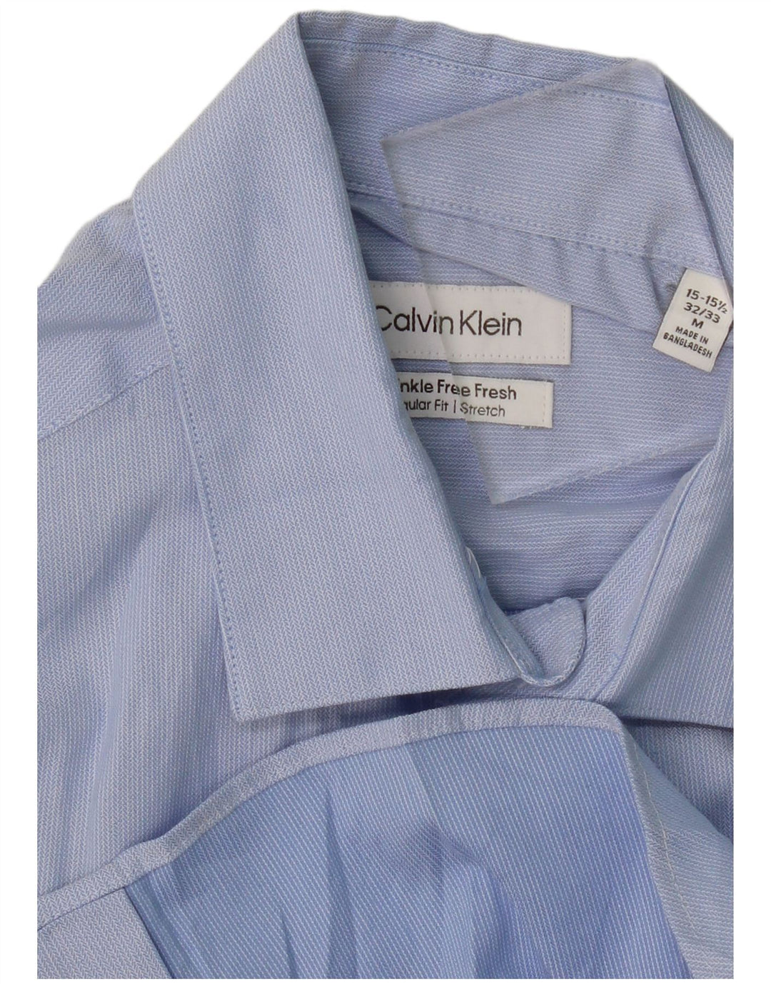 CALVIN KLEIN Mens Stretch Shirt Size 15-15 1/2 Medium Blue Striped
