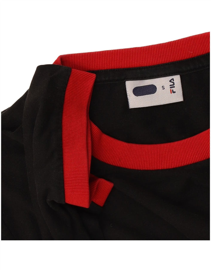 T-shirt Fila da uomo Top Small in cotone color block nero