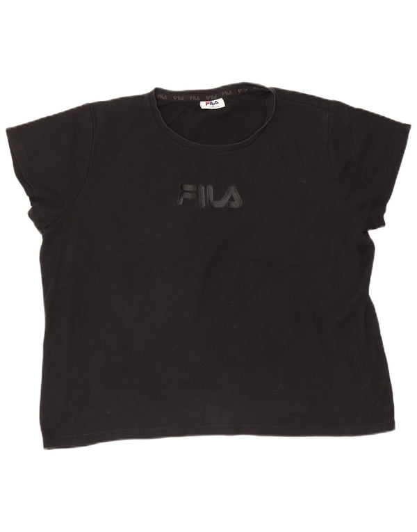 T-shirt grafica oversize corta da donna Fila UK 18 XL cotone nero
