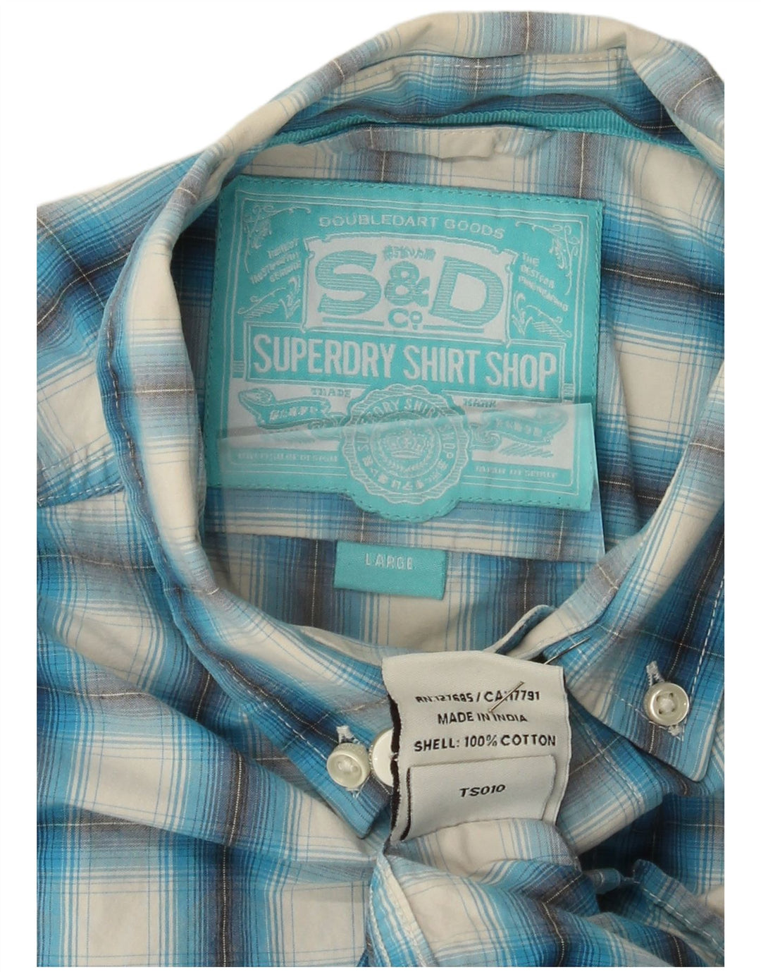 Camicia da uomo Superdry in cotone a quadri grandi blu