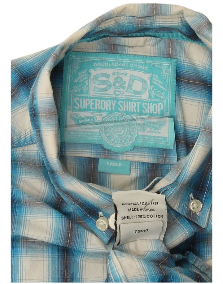 Camicia da uomo Superdry in cotone a quadri grandi blu
