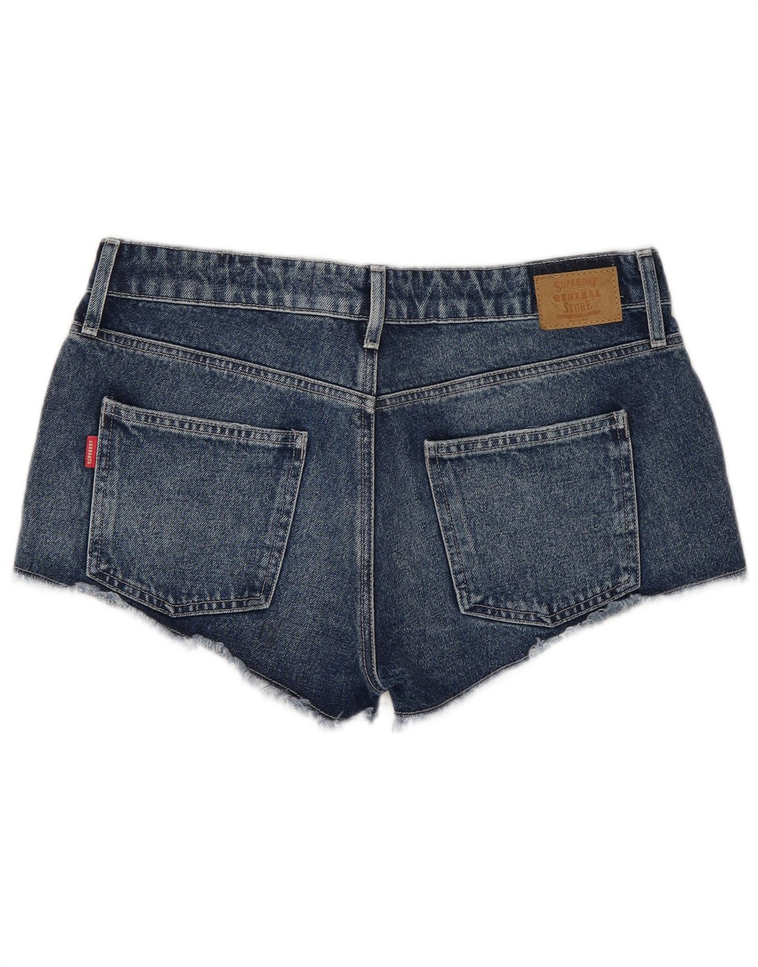 Pantaloncini di jeans a vita bassa da donna Superdry W30 cotone blu medio