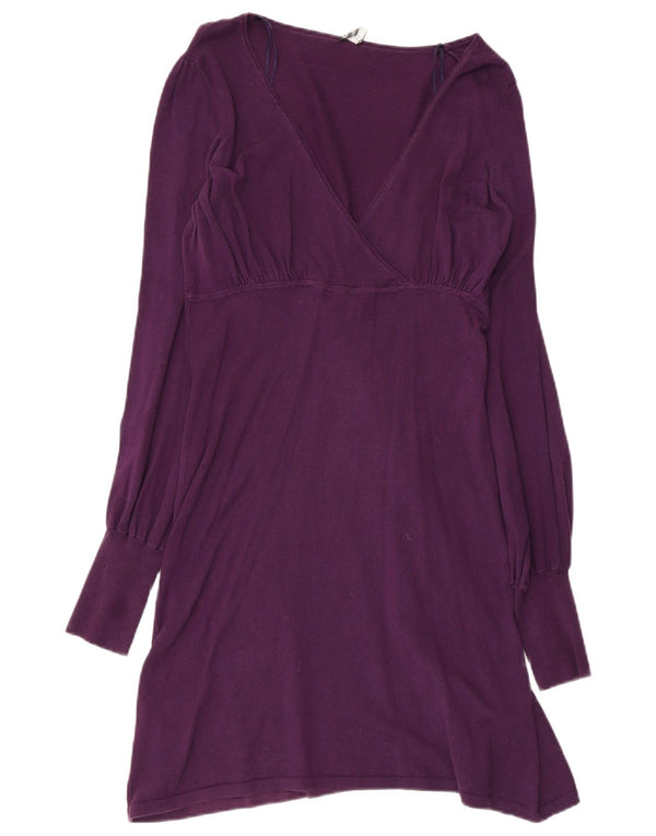 Abito maglione a maniche lunghe da donna Oasis UK 14 Cotone viola medio
