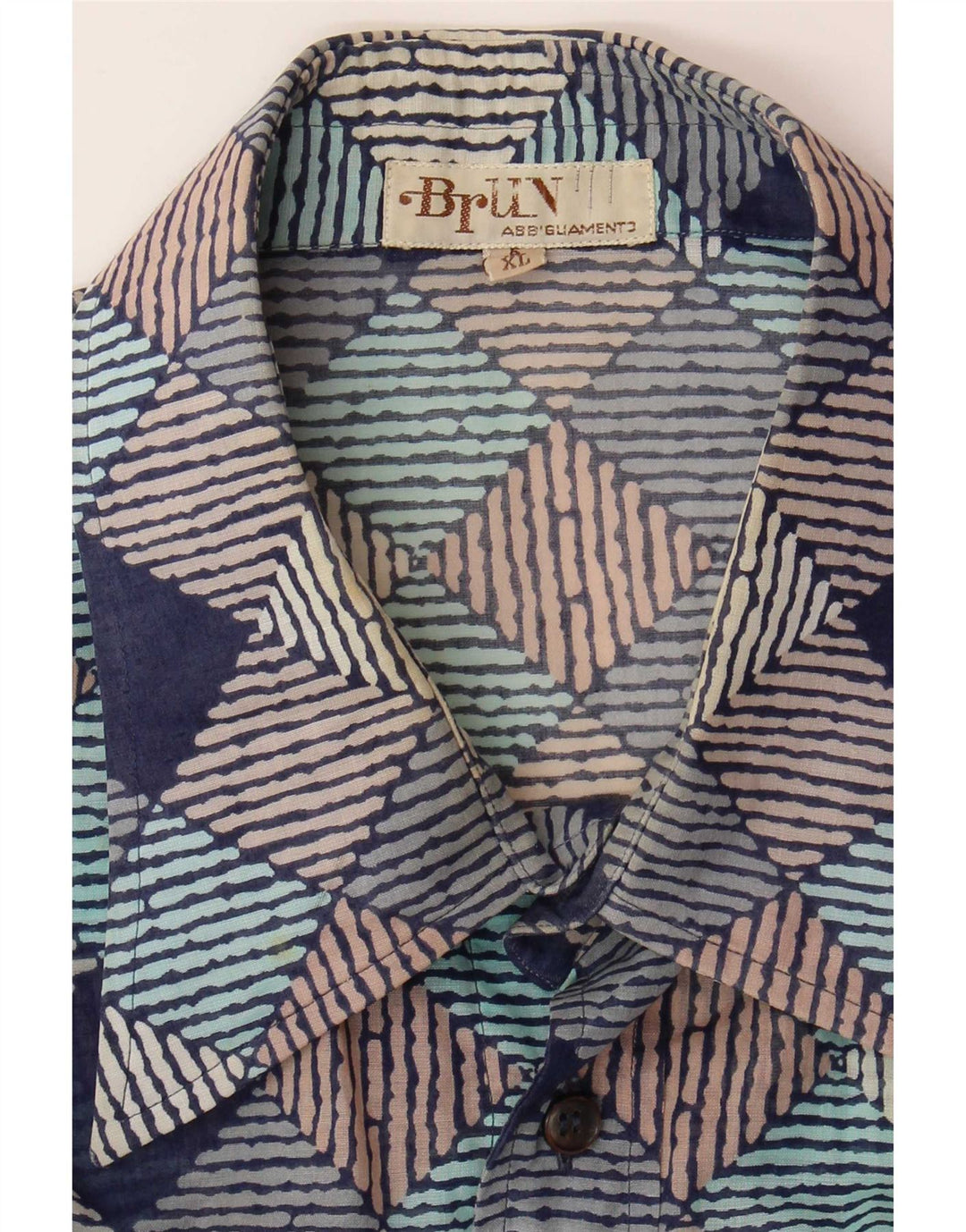 Camicia vintage da uomo a maniche corte XL multicolore geometrica