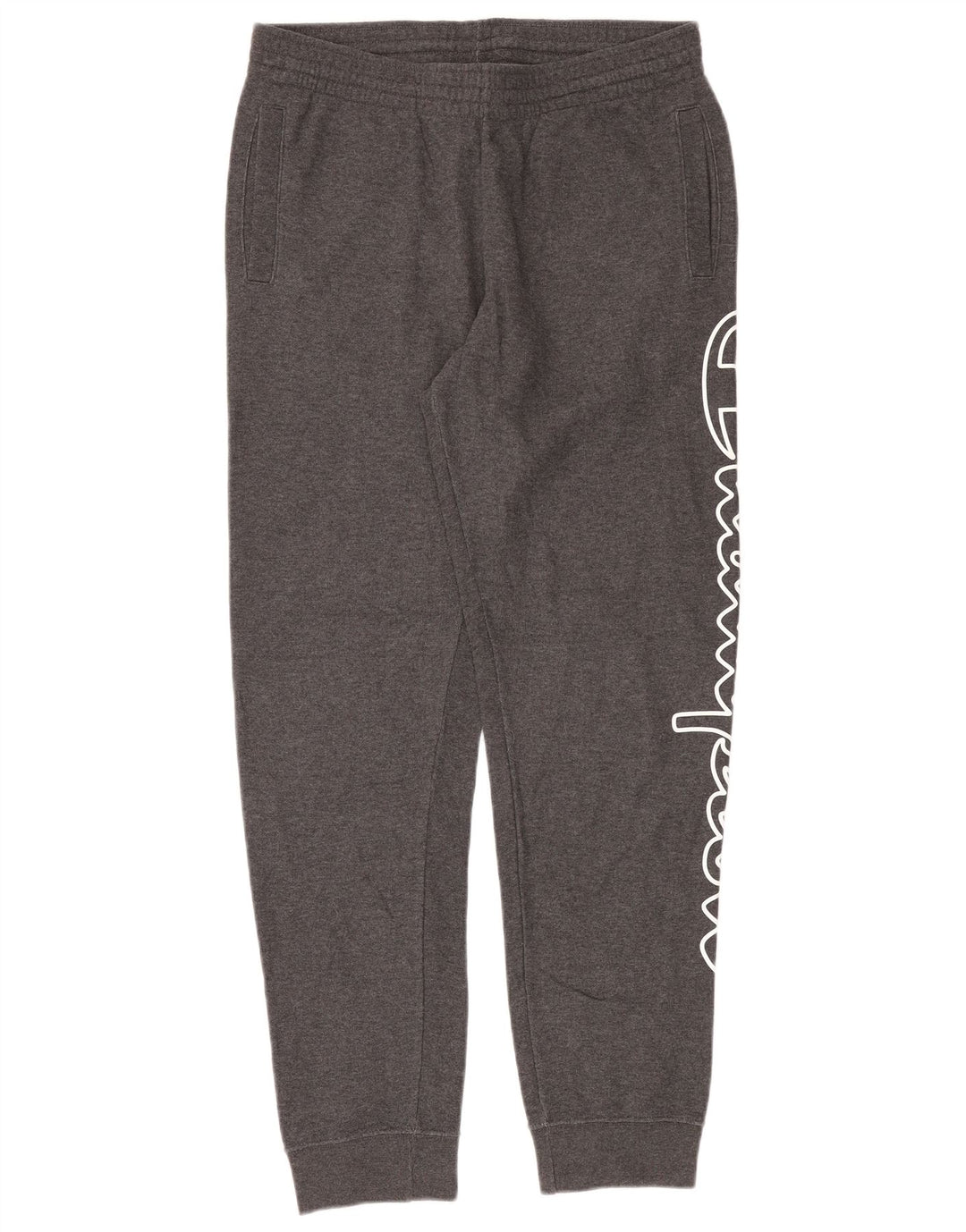 CHAMPION Womens Graphic Tracksuit Trousers UK 14 Medium  Grey Cotton