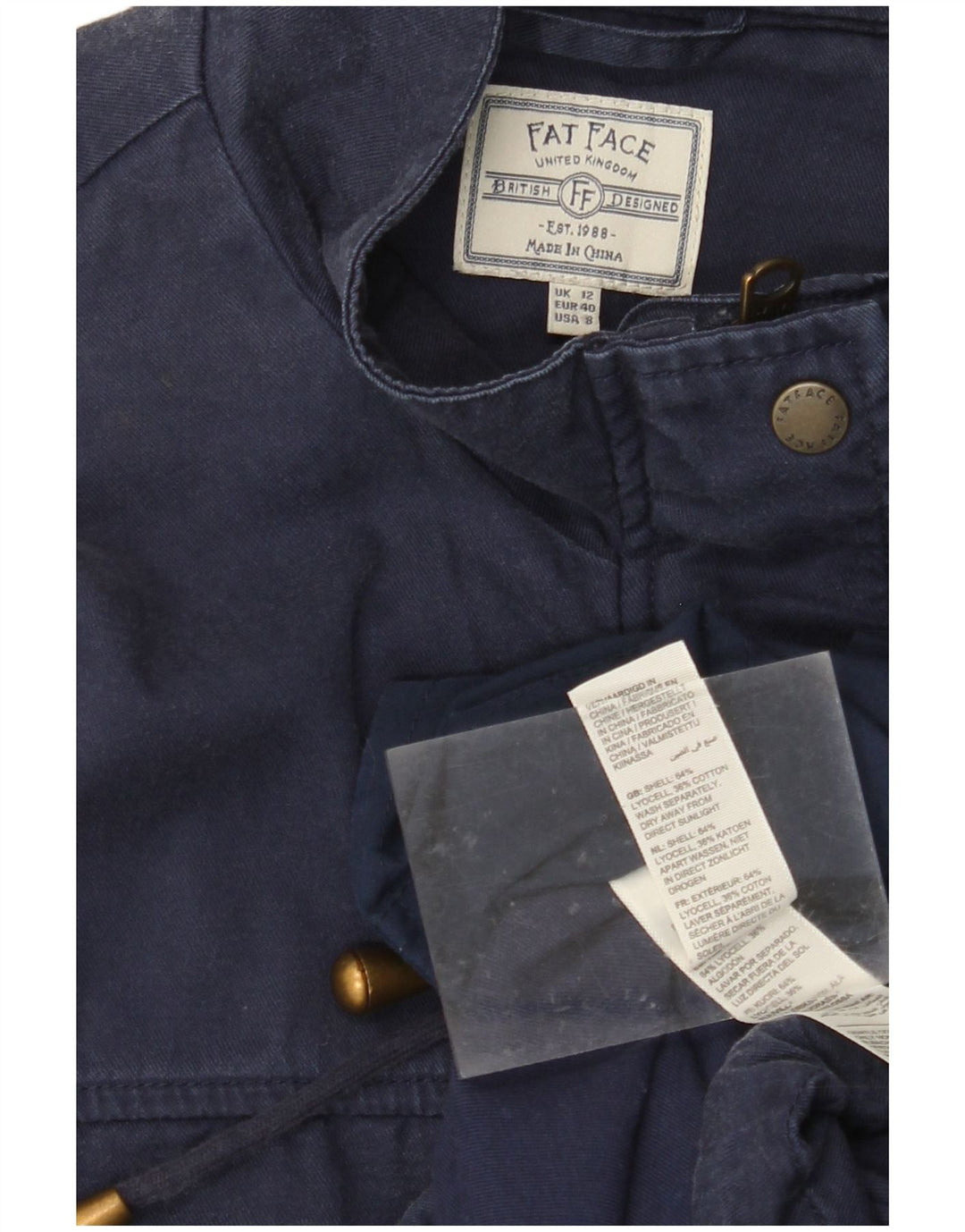 Giacca militare da donna FAT FACE UK 12 Lyocell blu navy medio