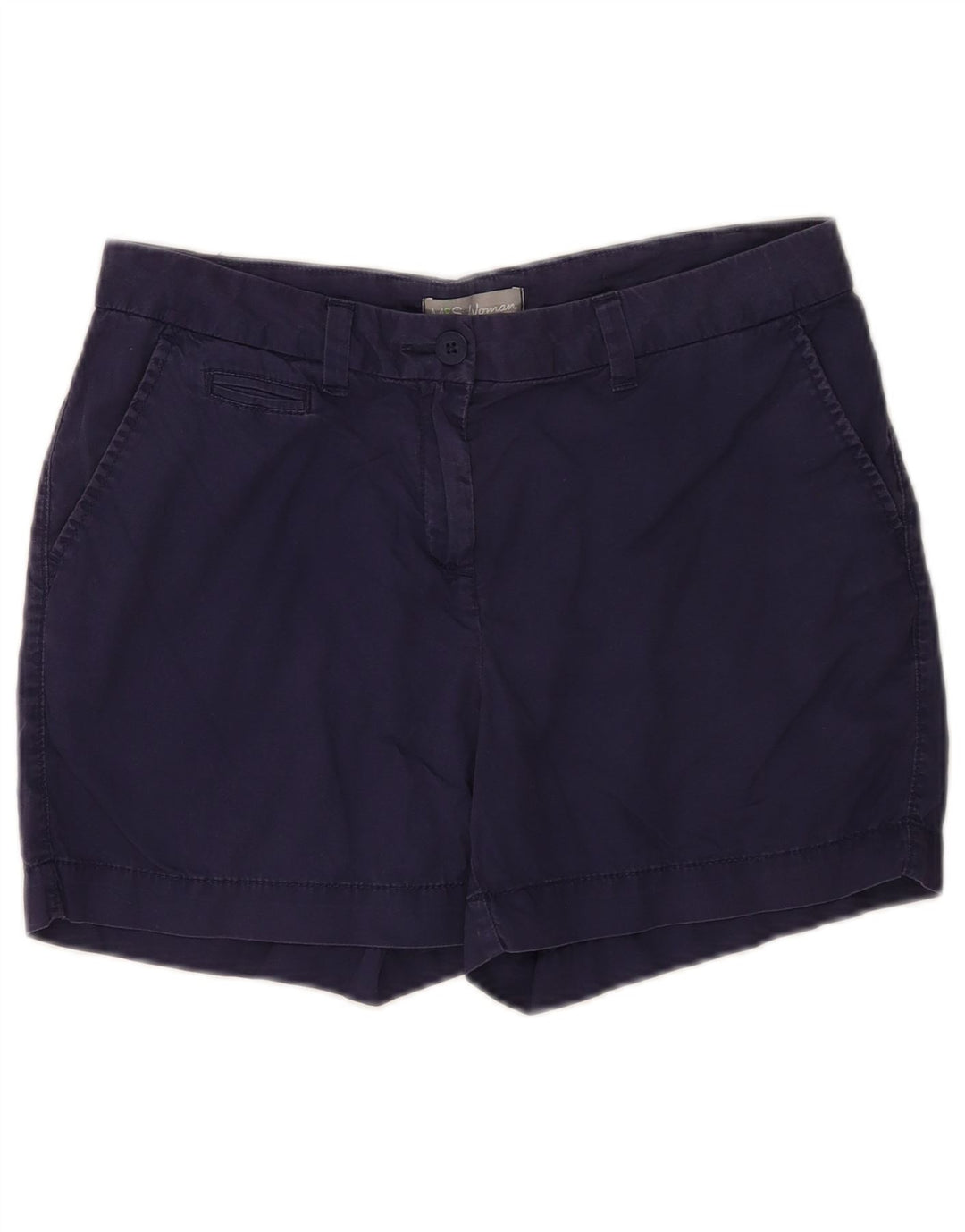 MARKS & SPENCER Pantaloncini chino da donna UK 12 medi W30 cotone blu navy