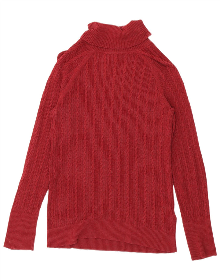 Maglione maglione da donna a collo alto Eddie Bauer UK 12 Cotone rosso medio