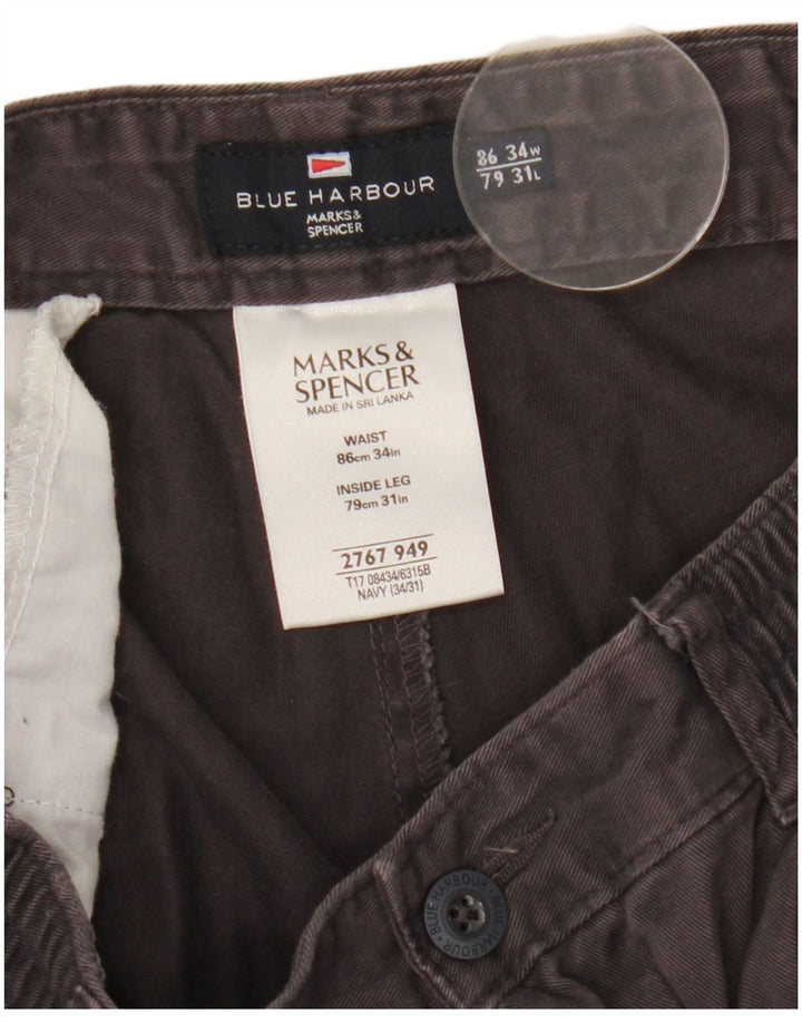 Pantaloni chino con pegged Marks & Spencer da uomo blu W34 L31 blu navy