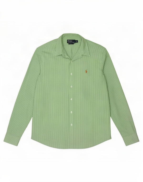 Polo Ralph Lauren Camicia slim fit da uomo XL verde gessato in cotone