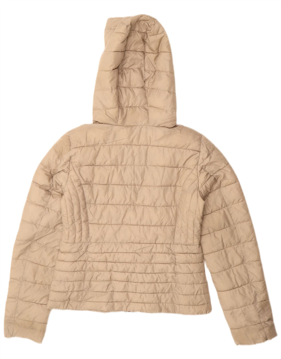 Giacca imbottita con cappuccio da donna Zara UK 14 Poliestere beige medio