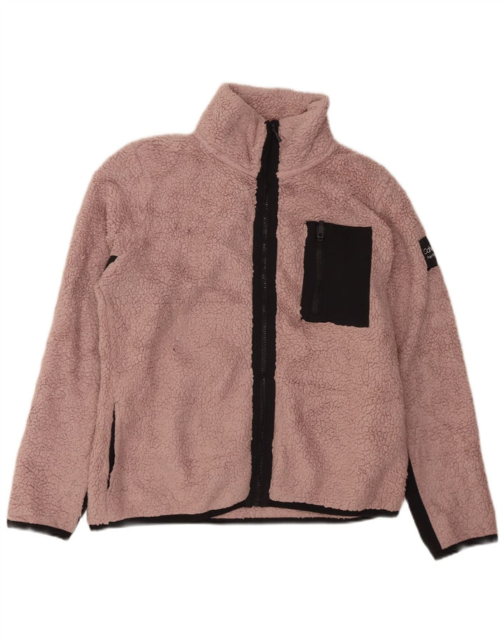 CALVIN KLEIN Giacca in pile da donna UK 16 Large Rosa Poliestere color block