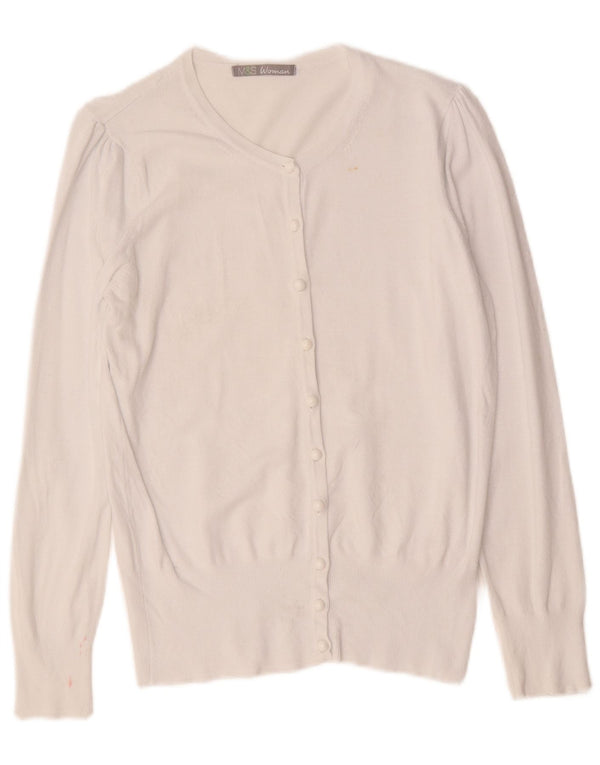 Maglione cardigan da donna Marks & Spencer UK 12 Viscosa bianca media