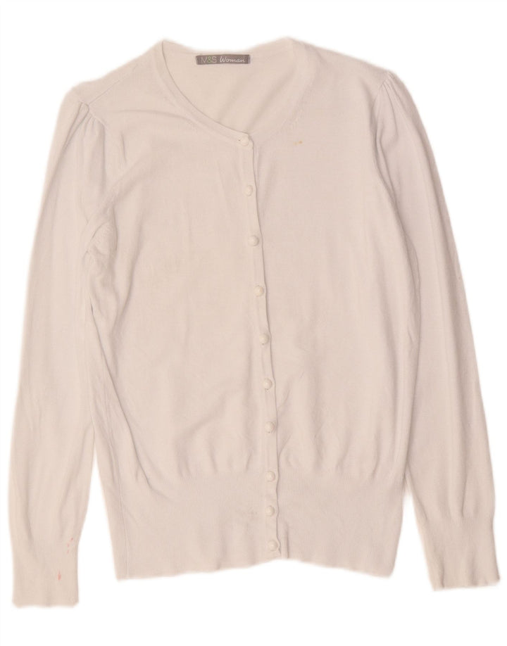 Maglione cardigan da donna Marks & Spencer UK 12 Viscosa bianca media