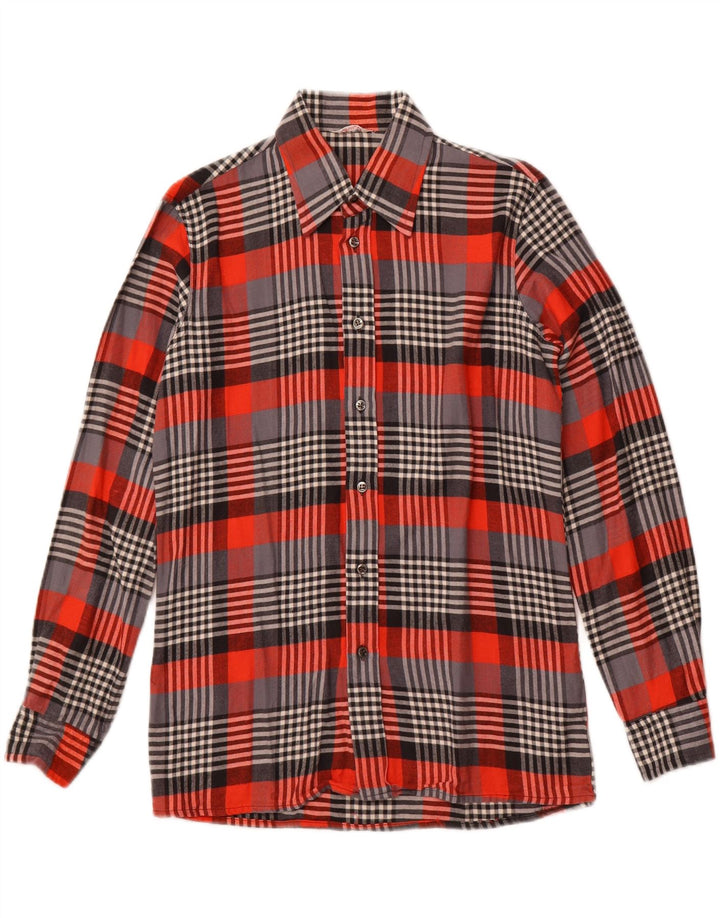 Camicia in flanella da uomo VINTAGE taglia 15 3/4 40 quadri rossi medi