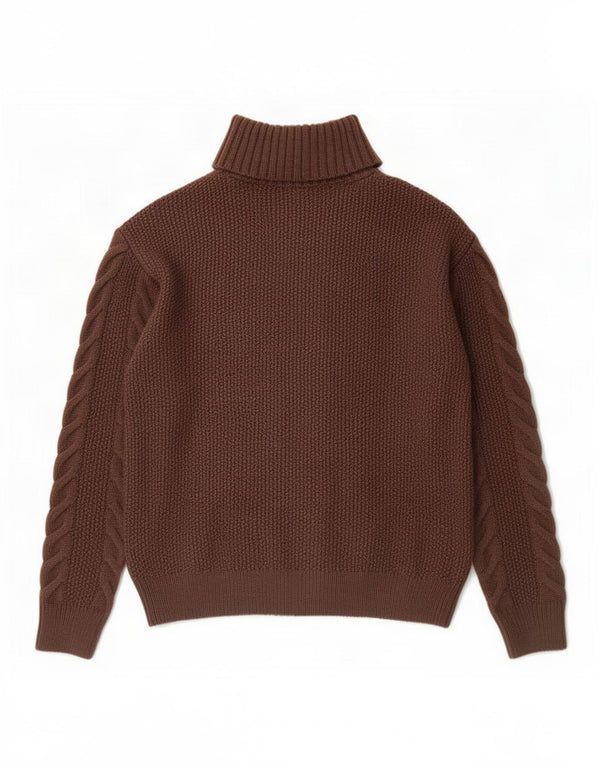 Maglione maglione a collo alto da donna Marks & Spencer UK 10 piccolo acrilico marrone