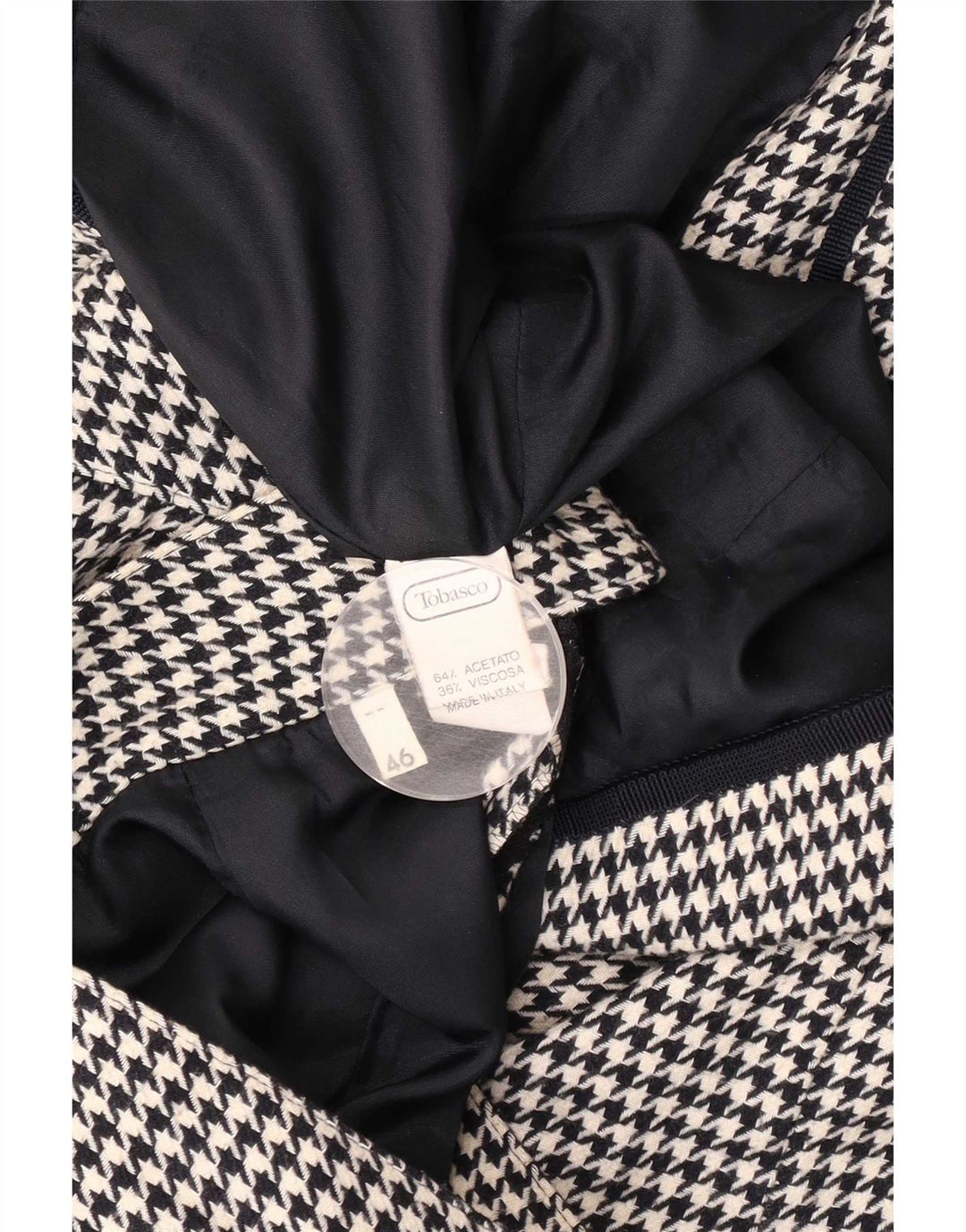 Set gonna vintage da donna a 5 bottoni in 2 pezzi IT 46 grande W28 pied de poule nero