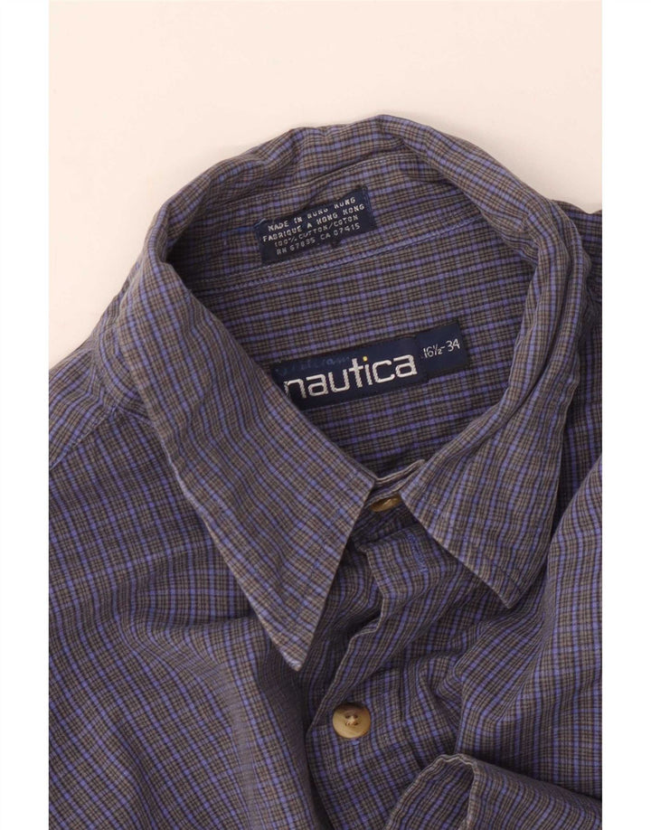 Camicia da uomo Nautica taglia 16 1/2 grande cotone a quadri blu