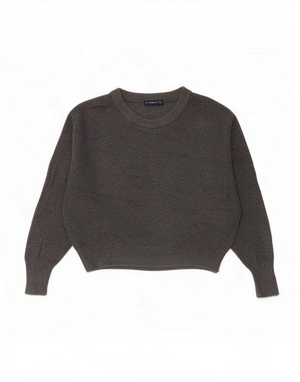 Maglione oversize con scollo a barca da donna Zara UK 10 piccolo in viscosa grigia