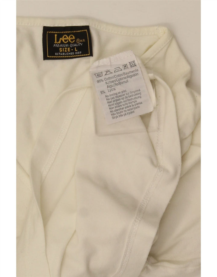 Lee Top corto da donna a maniche lunghe UK 14 grande cotone bianco