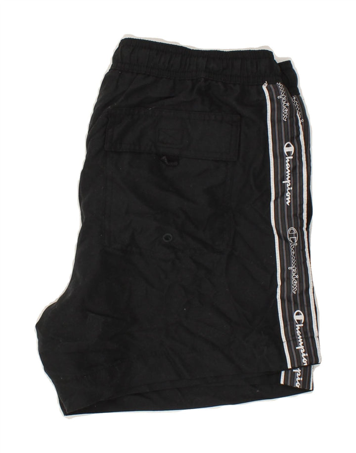 CHAMPION Womens Graphic Sport Shorts Medium Black Vintage Champion and Second-Hand Champion from Messina Hembry 