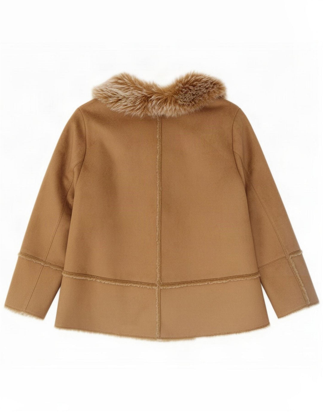 Essence Giacca Sherpa aperta da donna UK 22 3XL Poliestere marrone